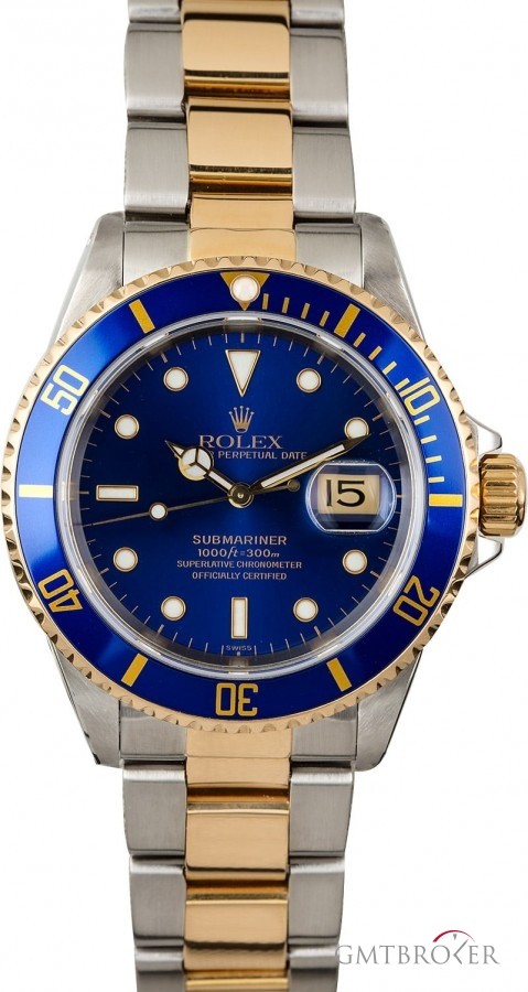 Rolex Mens  Submariner 16613 Blue Luminescent Dial Dial 830924