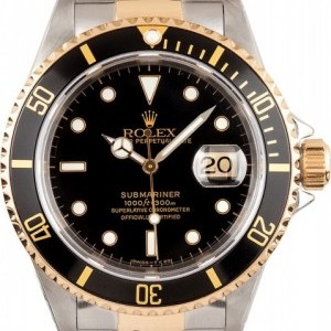 Rolex Mens Submariner Steel  Gold Black Face 16613 16613 380559