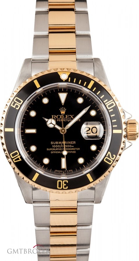 Rolex Mens Submariner Steel  Gold Black Face 16613 16613 380559