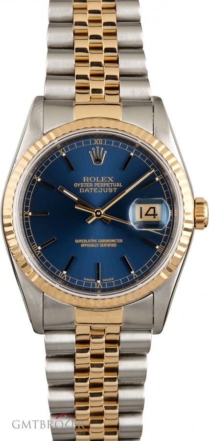 Rolex Datejust 16233 Blue Index Dial Two Tone Jubilee Jubilee 853028