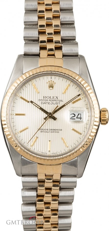 Rolex Used  Datejust 16013 Silver Tapestry Index Dial 16013 839656