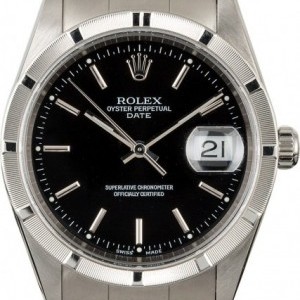 Rolex PreOwned  Date 15210 Black Dial Steel Oyster Oyster 832943