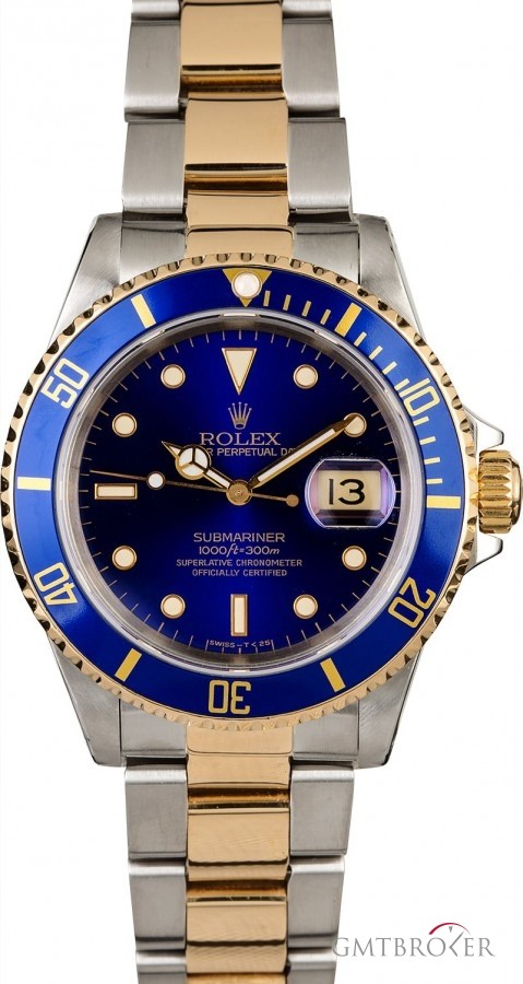 Rolex Submariner 16613 Blue Dial Two Tone Bracelet Bracelet 817277