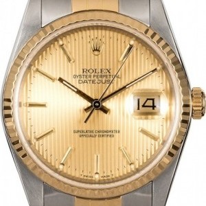Rolex Mens  Datejust 16233 Champagne Tapestry Dial 16233 758335