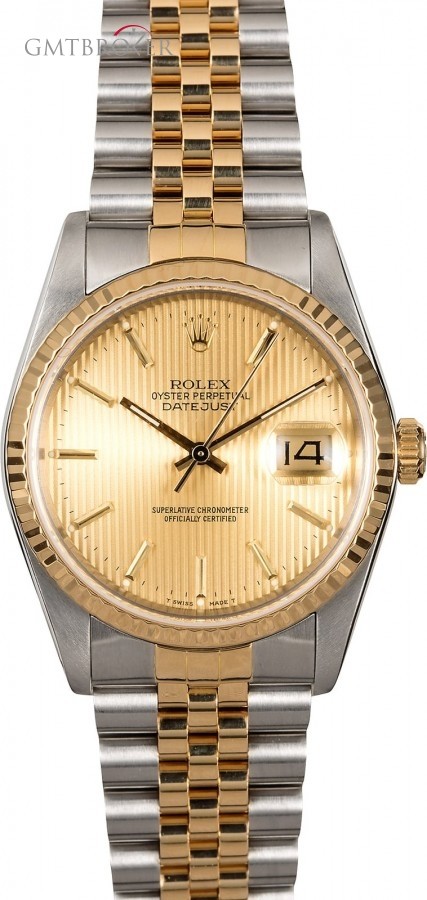 Rolex Mens  Datejust 16233 Champagne Tapestry Dial 16233 758335