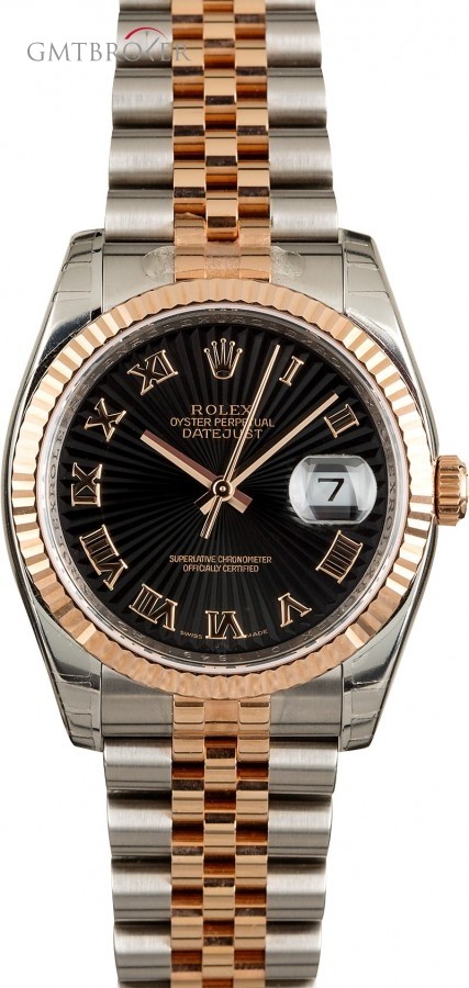 Rolex Datejust 116231 Black Sunburst Dial Rose Gold Gold 853031