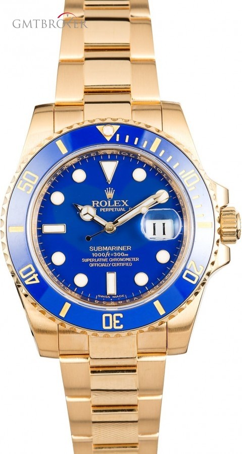 Rolex Gold Submariner 116618 Blue Blue 741783