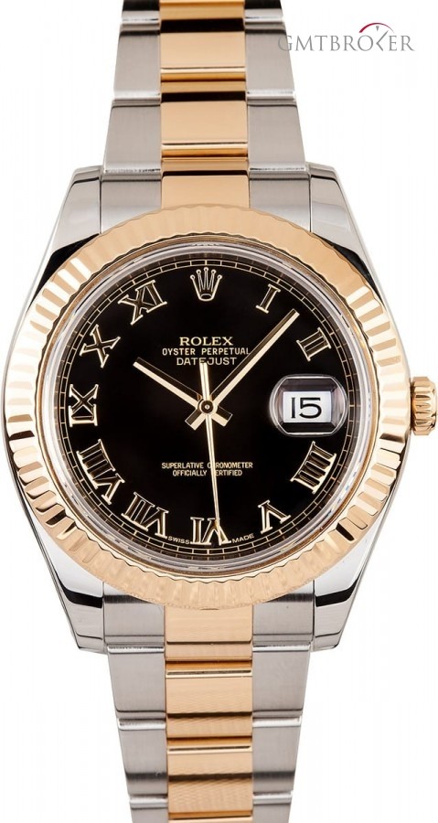 Rolex Two Tone  Datejust 116333 Black Roman Dial Dial 801936