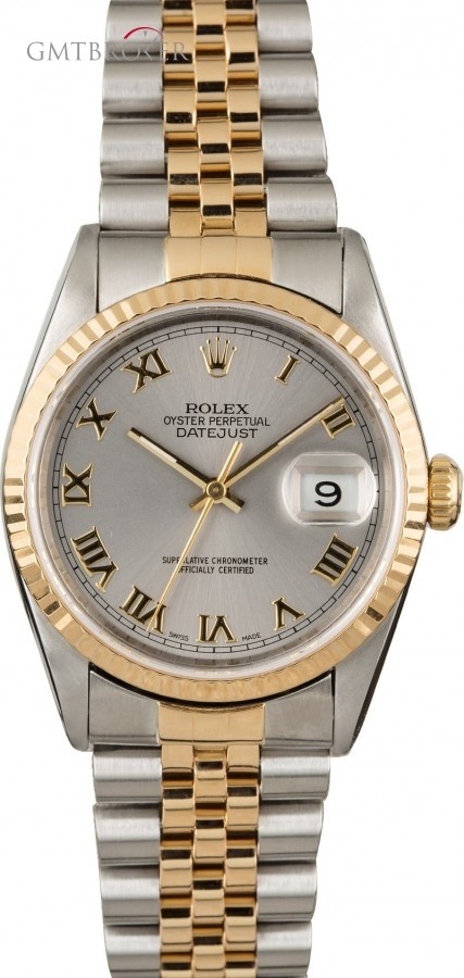 Rolex Mens  Datejust 16233 Two Tone with Rhodium Roman D 16233 844141