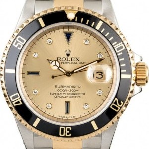 Rolex Submariner 16613 Champagne Serti Dial with Black I Insert 829685
