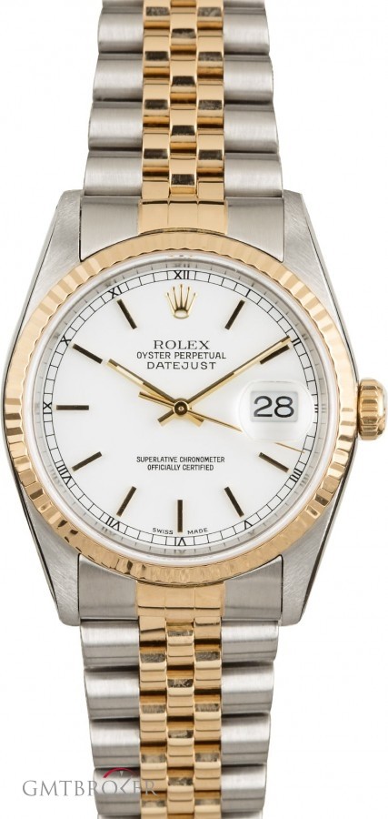 Rolex PreOwned  Datejust 16233 White Dial Two Tone 16233 851981