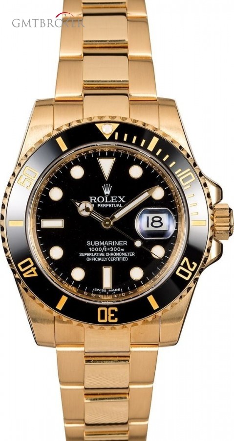 Rolex Submariner 116618 Black Dial with Yellow Gold Oyst Oyster 824519