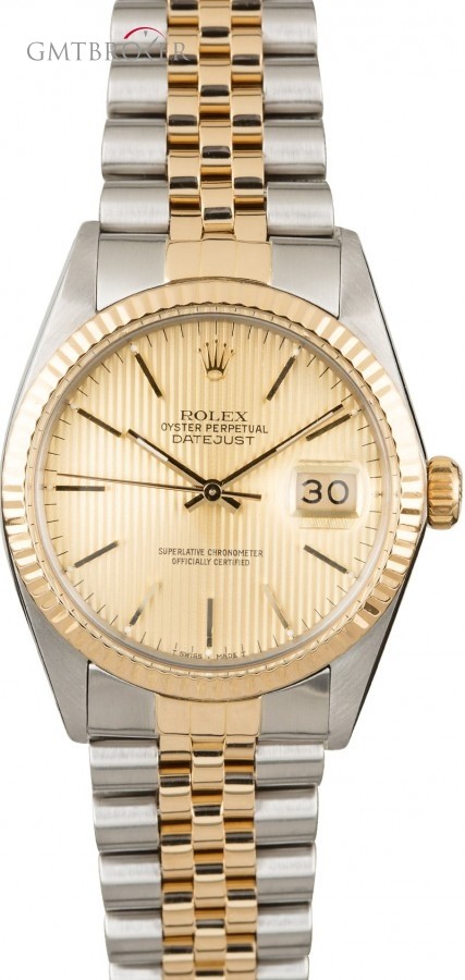 Rolex Mens  Datejust 16013 Champagne Tapestry Index Dial 16013 843142