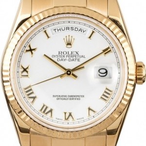 Rolex Day-Date 118238 White Roman 18K Oyster Oyster 834145
