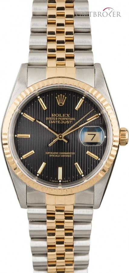 Rolex Datejust 16233 Black Tapestry Dial with Two Tone J Jubilee 842505