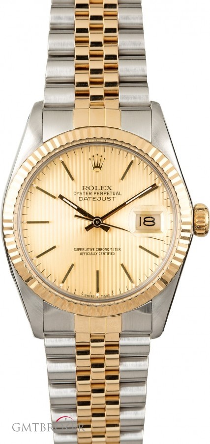 Rolex Used  Datejust 16013 Champagne Tapestry Index Dial 16013 836647