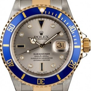 Rolex Two Tone  Submariner 16613 Slate Serti Serti 813509