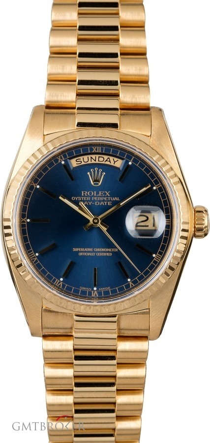 Rolex Used  18038 Day-Date 18K President Blue Dial 18038 833357