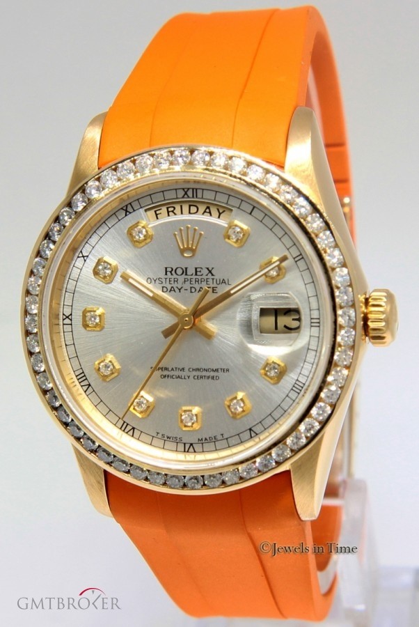 Rolex Day-Date 18k Yellow Gold Diamond DialBezel Orange 18038 385385