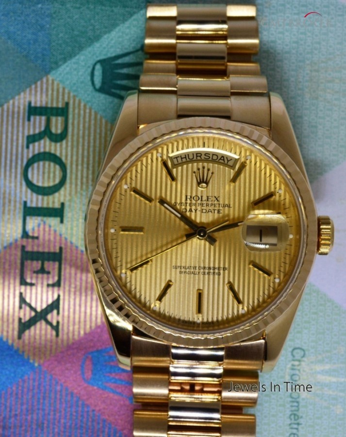 Rolex Day-Date President 18k Yellow Gold Mens Watch  Box 18238 484549