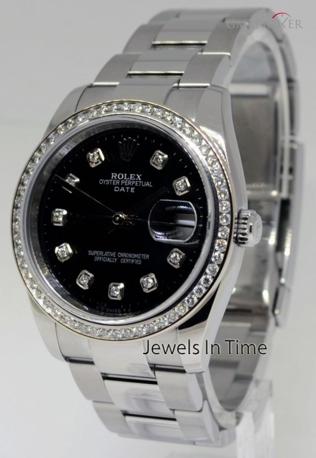 Rolex Date Steel with 18k Gold Diamond Bezel  Dial 2013 115200 402249