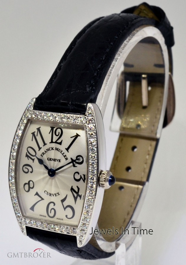 Franck Muller Curvex 18k White Gold Diamond Watch BoxPapers 1752 1752QZDP 487385