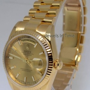 Rolex Day Date 18k Yellow Gold Mens President Watch BoxP 118238 258081