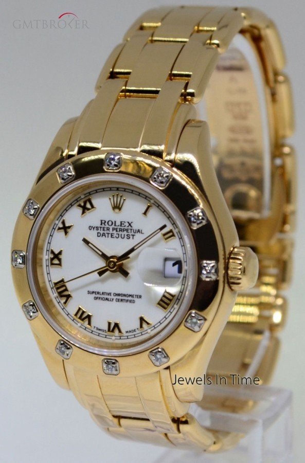 Rolex Pearlmaster 12 Diamond Bezel 18k Yellow Gold Ladie 69318 162009