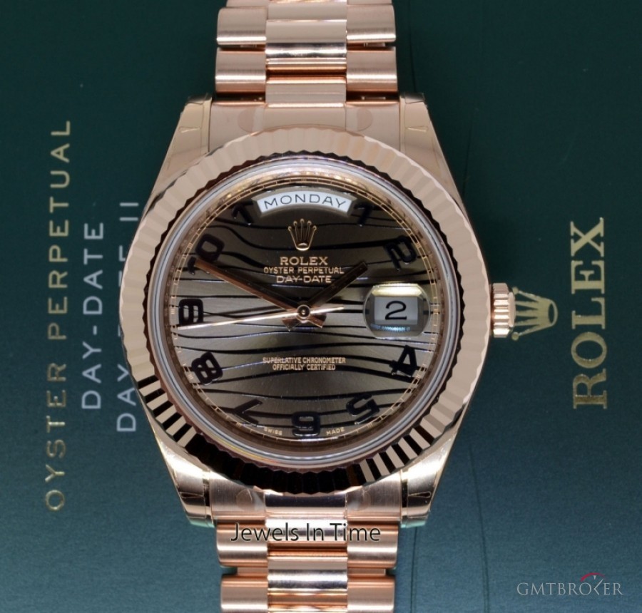 Rolex Mens Day-Date II 18k Pink Gold President Bronze Wa 218235 424797