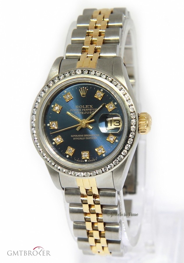 Rolex Ladies Datejust 18k Yellow Gold Stainless Steel Bl 69173 159171