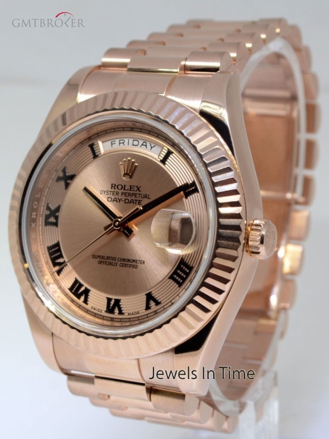 Rolex Day Date II 18k Everose Gold 41mm Pink Roman Dial 218235 364363
