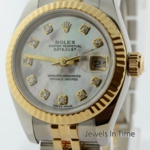 Rolex Ladies Datejust 18k Yellow Gold  Steel MOP Diamond 179173 159411
