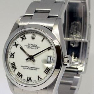 Rolex Datejust White Roman Dial Midsize Oyster Bracelet 68240 365237