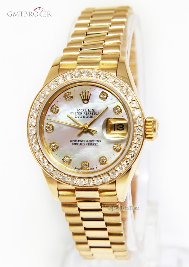 Rolex Ladies Datejust 18k Yellow Gold MOP Diamond Automa 69178 158615