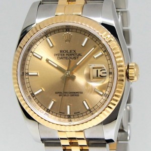 Rolex Details about   Datejust 18k Yellow Gold Steel Cha 116233 383155
