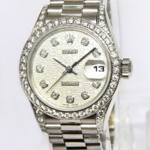 Rolex Ladies Datejust 18k White Gold Diamond Jubilee Aut 79159 158913