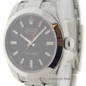 Rolex Mens Milgauss 116400 M Steel Black Dial Watch Box 116400 155507