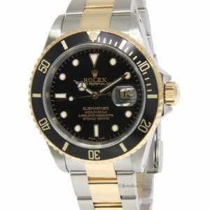 Rolex Submariner 18K Yellow Gold  Steel Mens Automatic W 16613 159521