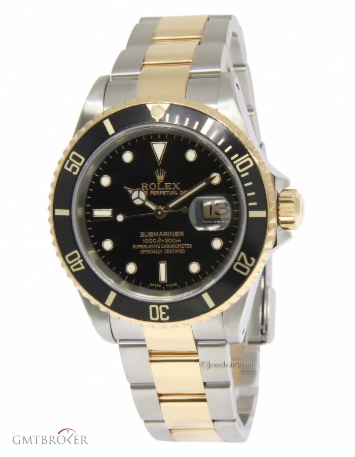 Rolex Submariner 18K Yellow Gold  Steel Mens Automatic W 16613 159521