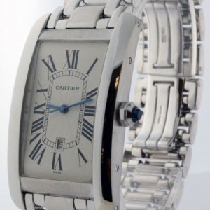 Cartier Large Tank Americaine 18k White Gold Automatic Men 1741 158235