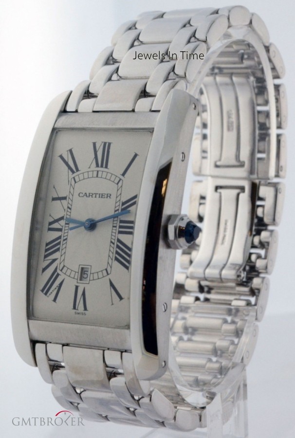 Cartier Large Tank Americaine 18k White Gold Automatic Men 1741 158235