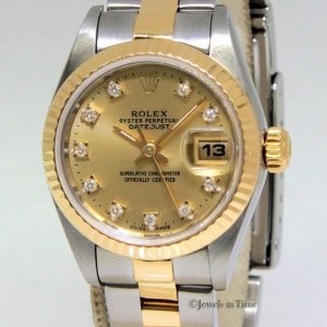 Rolex Datejust 18k Yellow Gold Stainless Steel Diamond D 69173 162947