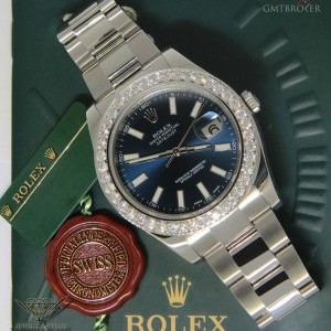 Rolex Datejust II Stainless Steel Diamond Bezel Blue Dia 116300 440493