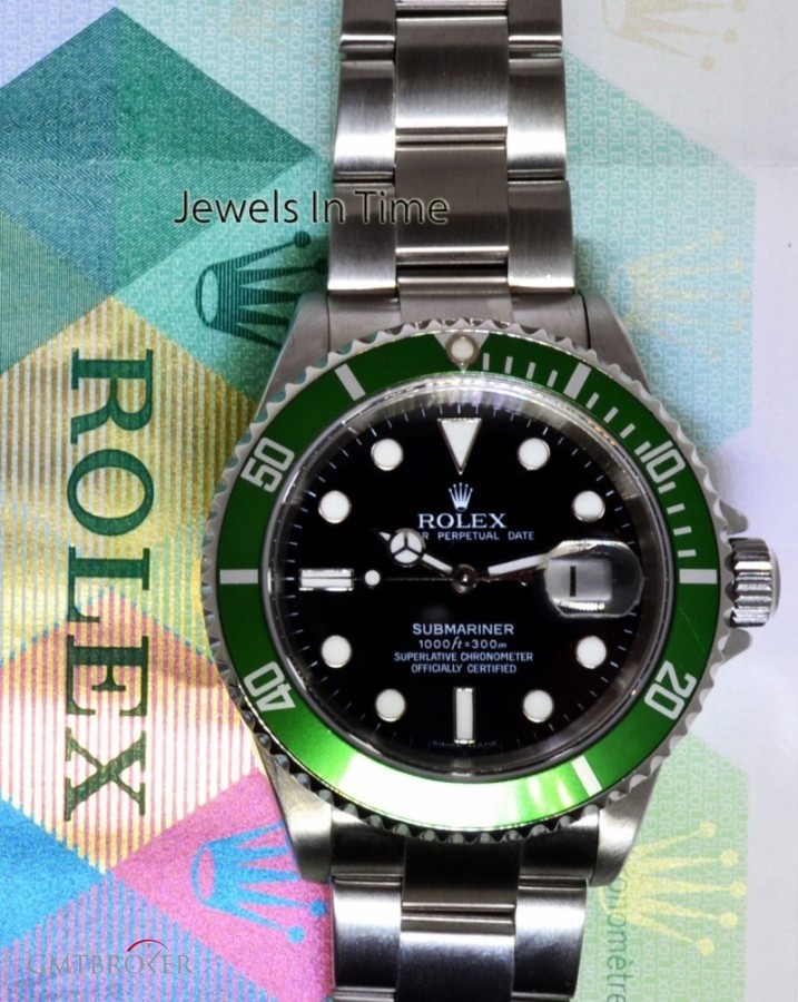 Rolex Green Submariner Steel Mens Automatic Watch  Box D 16610 485033