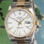 Rolex Datejust 18k Yellow Gold Stainless Steel White Dia