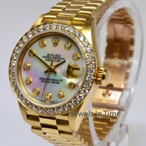 Rolex President Ladies 18k Gold Diamond Dial  Bezel MOP 69178 482063