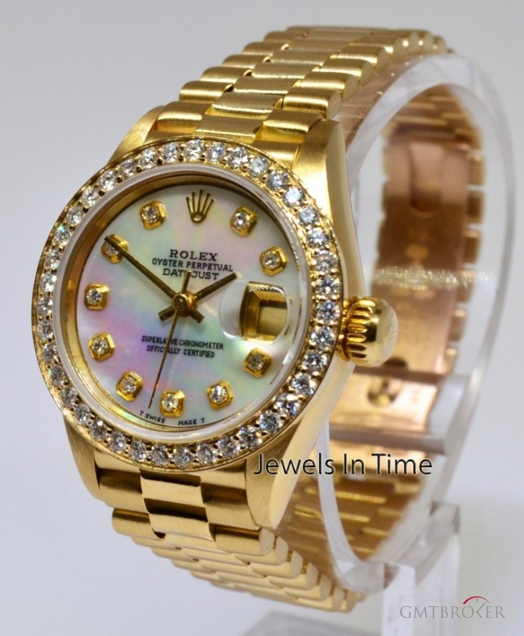 Rolex President Ladies 18k Gold Diamond Dial  Bezel MOP 69178 482063