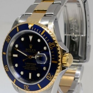 Rolex Submariner 18k Gold  Steel Mens Watch BoxPapers 16 16613 325507