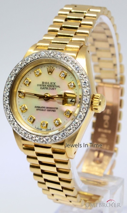 Rolex President Ladies 18k Gold Diamond Dial  Bezel MOP 6917 162457