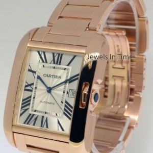 Cartier Tank Anglaise 18k Rose Gold XL Mens Automatic Watc W5310002 282931